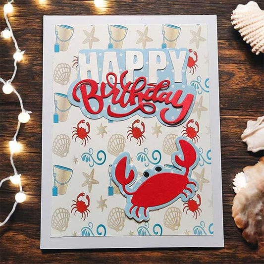 Birthday Card Crab and Beach Theme