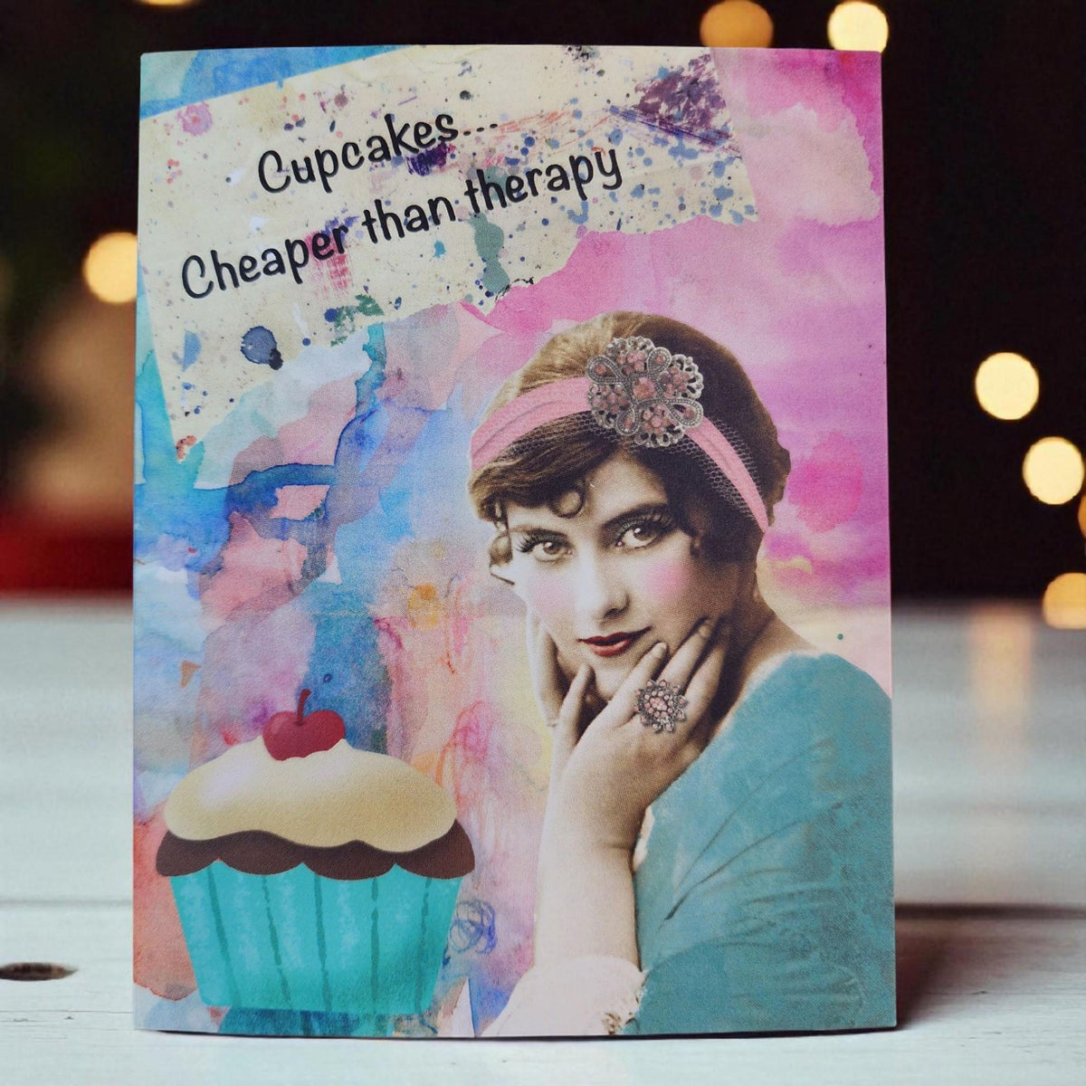 Cupcakes Are Cheaper Than Therapy Funny Greeting Card 