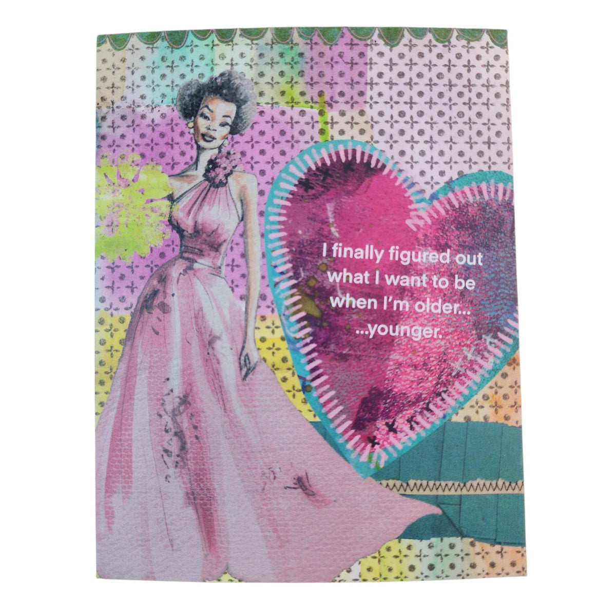 Funny Birthday Card: Vintage Lady - I Want To Be Younger