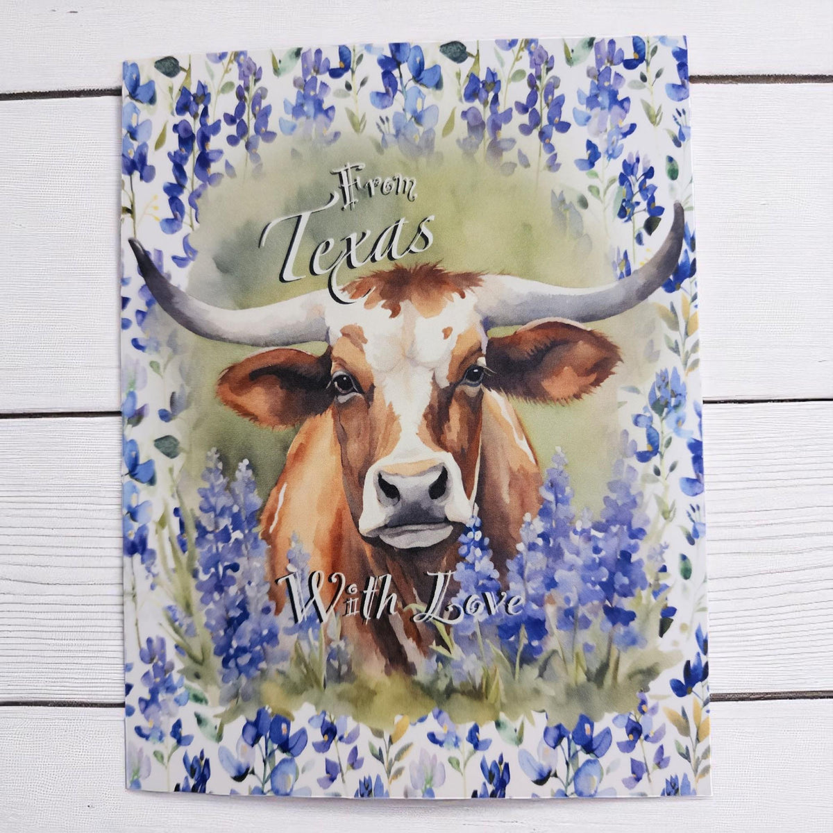 Texas Longhorn in Bluebonnets Greeting Card
