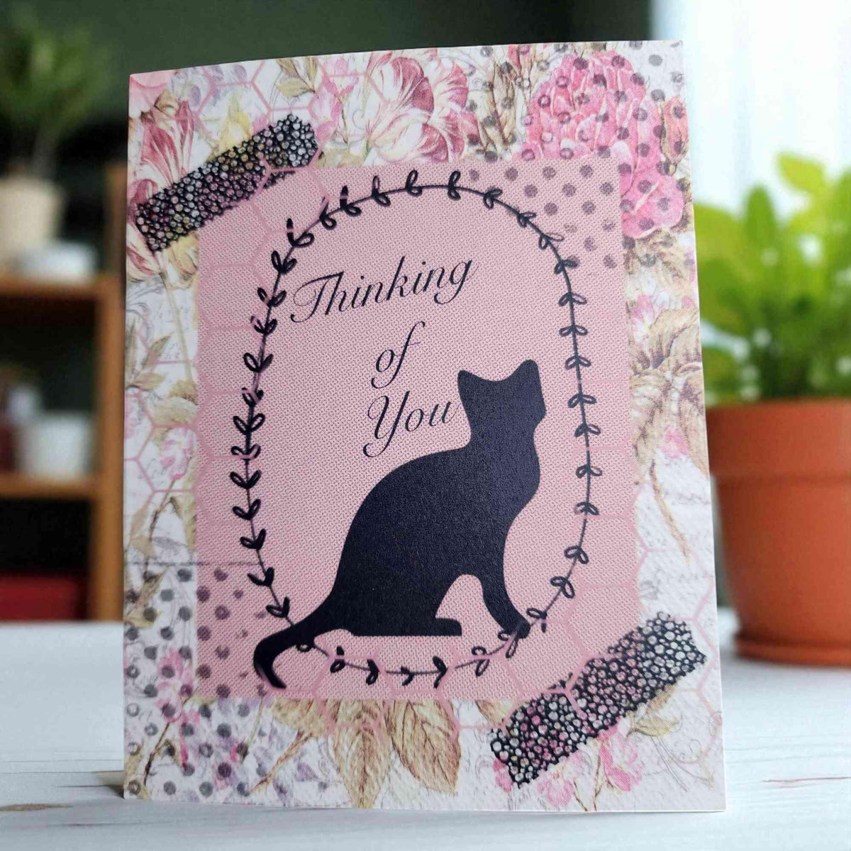 Thinking of You Cat Card Mixed Media