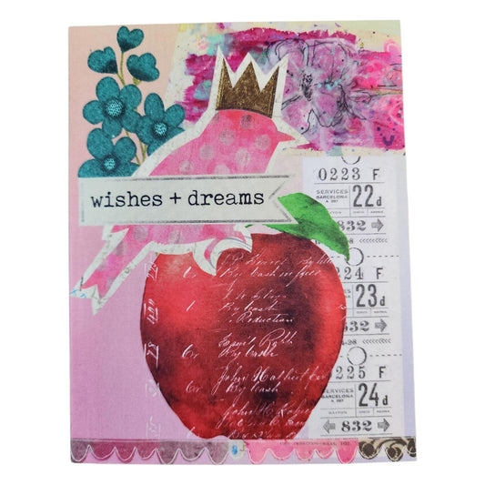 Bird on an Apple Mixed Media Card