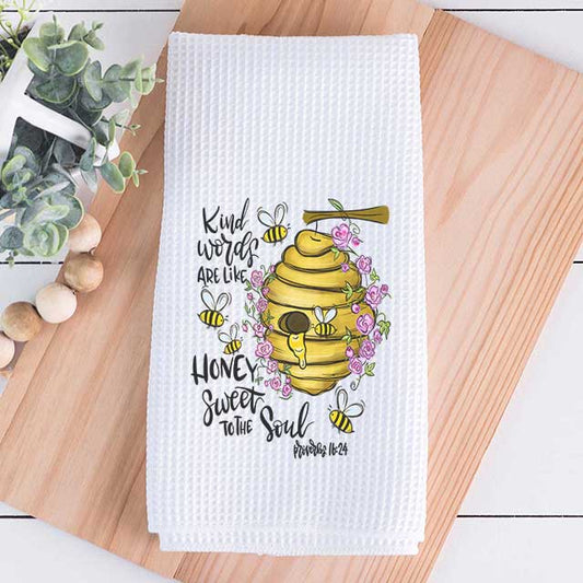 Kind Words Are Like Honey Bible Verse Kitchen Towel