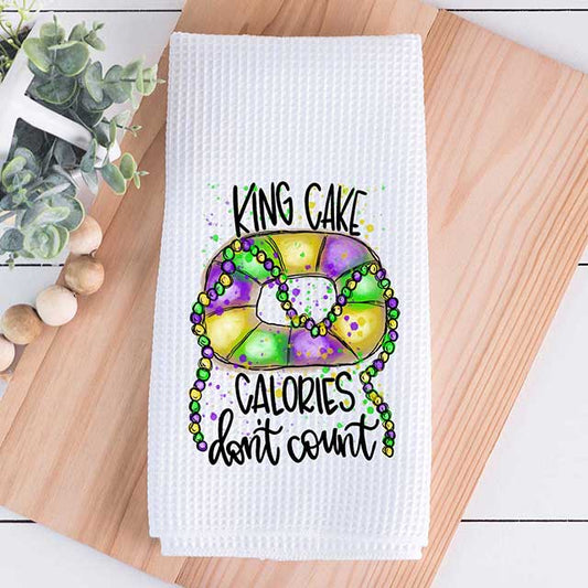 Mardi Gras King Cake Calories Don't Count Kitchen Towel