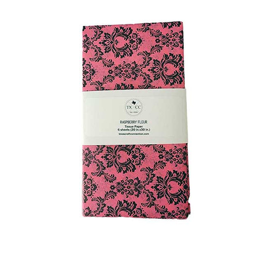 Pink and Black Fleur Tissue Paper