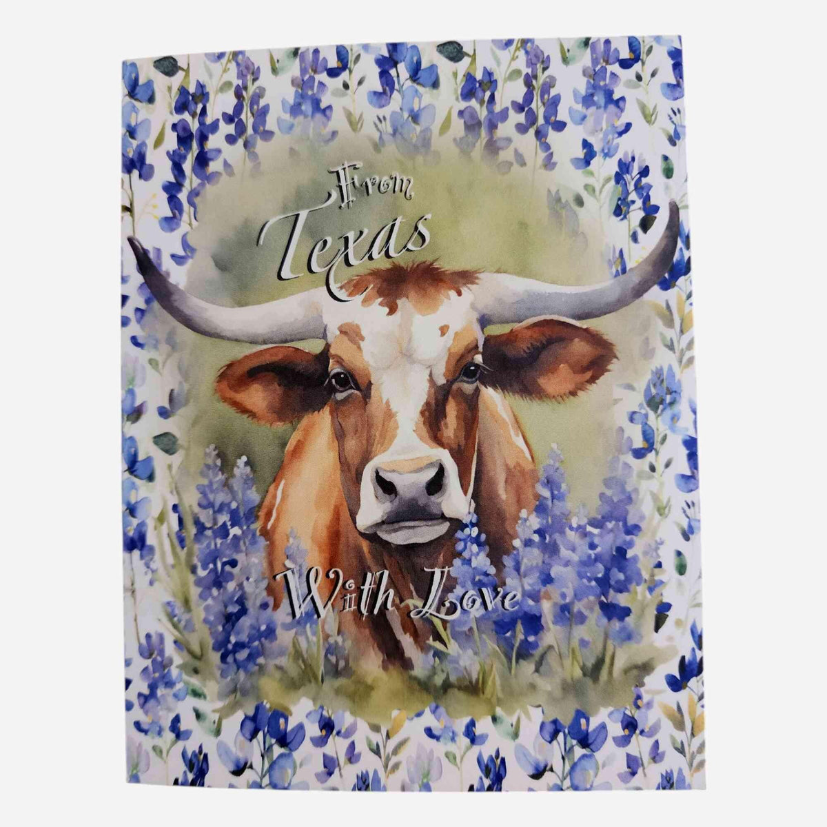 Texas Longhorn in Bluebonnets Greeting Card