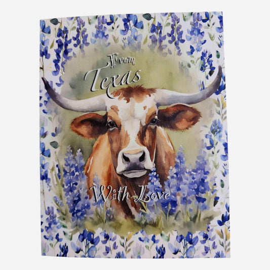 Texas Longhorn in Bluebonnets Greeting Card