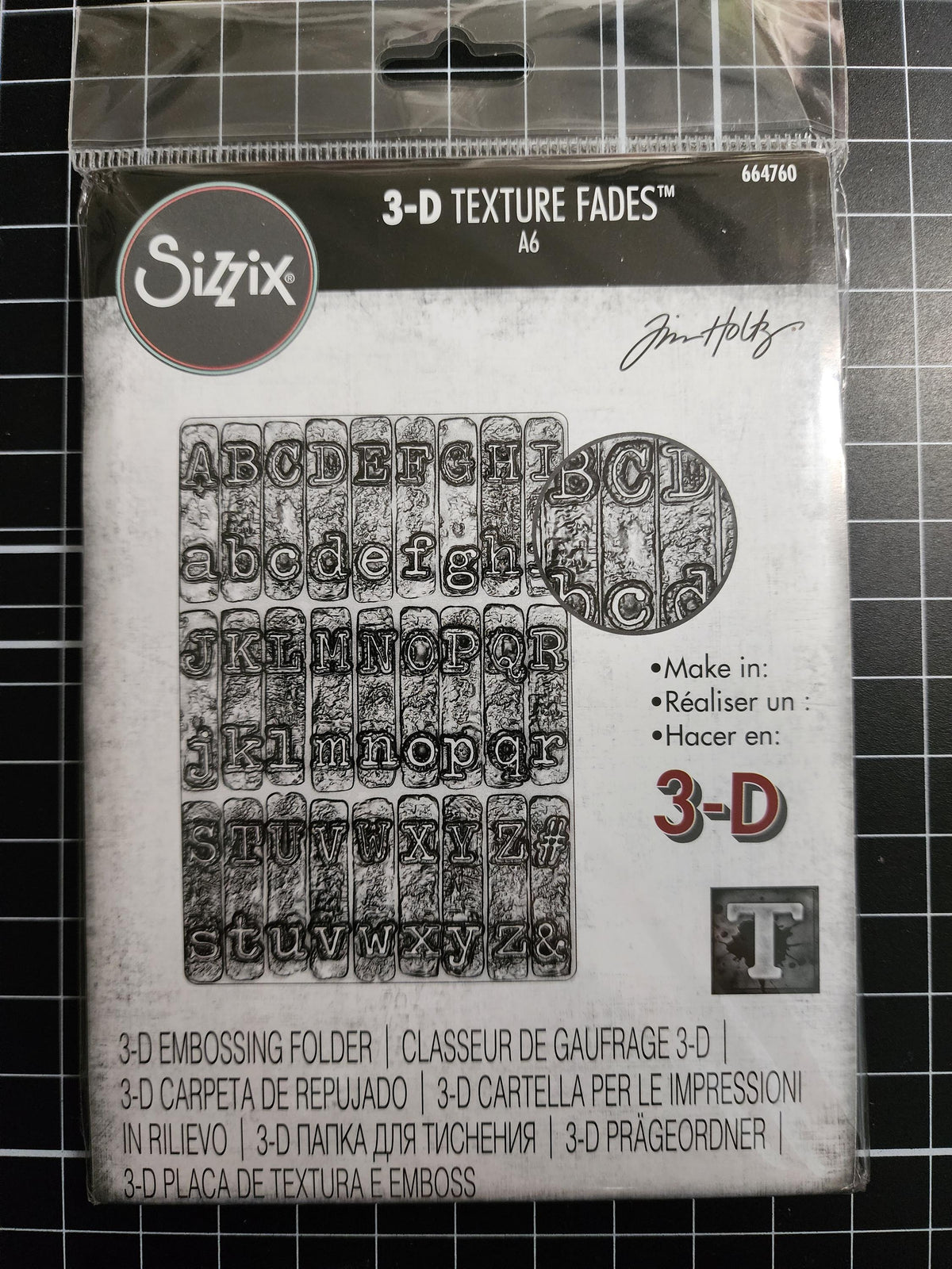 Tim Holtz Sizzix Typewriter Texture Fade Embossing Folder 3D