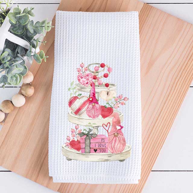 Valentine Gnome Kitchen Towel